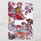 MAGIC FOLLET OF MUSHROOMS Red White Floral Fantasy Briefpapier (Voorkant)