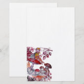 MAGIC FOLLET OF MUSHROOMS Red White Floral Fantasy Briefpapier (Voorkant / Achterkant)