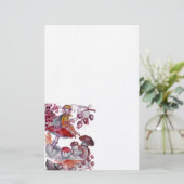 MAGIC FOLLET OF MUSHROOMS Red White Floral Fantasy Briefpapier (Staand voorkant)
