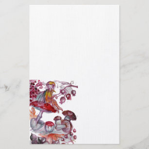 MAGIC FOLLET OF MUSHROOMS Red White Floral Fantasy Briefpapier