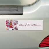 MAGIC FOLLET OF MUSHROOMS Red White Floral Fantasy Bumpersticker (Op auto)