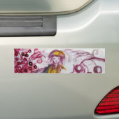 MAGIC FOLLET OF MUSHROOMS Red White Floral Fantasy Bumpersticker (Op auto)
