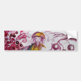 MAGIC FOLLET OF MUSHROOMS Red White Floral Fantasy Bumpersticker