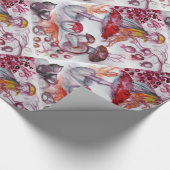MAGIC FOLLET OF MUSHROOMS Red White Floral Fantasy Cadeaupapier (Hoek)