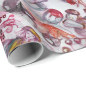 MAGIC FOLLET OF MUSHROOMS Red White Floral Fantasy Cadeaupapier (Rol Hoek)