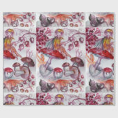 MAGIC FOLLET OF MUSHROOMS Red White Floral Fantasy Cadeaupapier (Vlak)