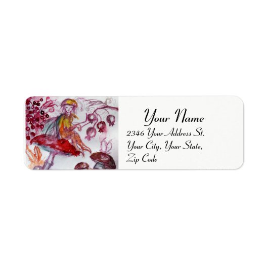 MAGIC FOLLET OF MUSHROOMS Red White Floral Fantasy Etiket (Voorkant)