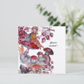 MAGIC FOLLET OF MUSHROOMS Red White Floral Fantasy Kaart (Staand voorkant)