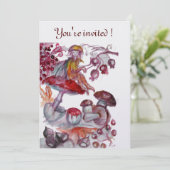 MAGIC FOLLET OF MUSHROOMS Red White Floral Fantasy Kaart (Staand voorkant)