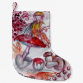 MAGIC FOLLET OF MUSHROOMS Red White Floral Fantasy Kleine Kerstsok (Voorkant)