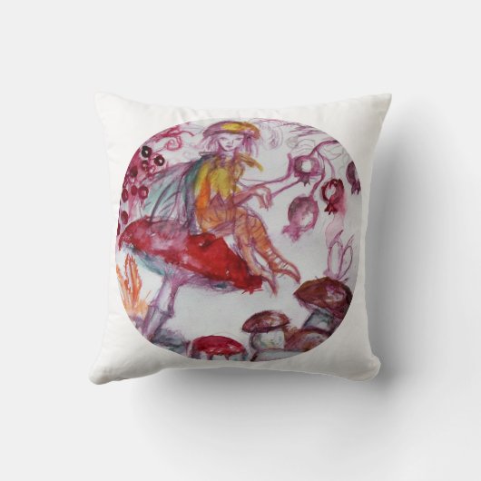 MAGIC FOLLET OF MUSHROOMS Red White Floral Fantasy Kussen (Achterkant)