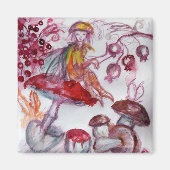 MAGIC FOLLET OF MUSHROOMS Red White Floral Fantasy Magneet (Voorkant)