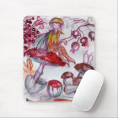 MAGIC FOLLET OF MUSHROOMS Red White Floral Fantasy Muismat (Met muis)