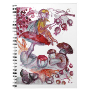 MAGIC FOLLET OF MUSHROOMS Red White Floral Fantasy Notitieboek