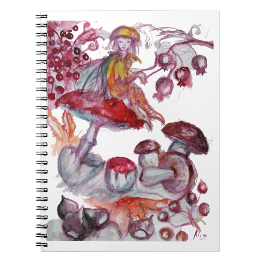MAGIC FOLLET OF MUSHROOMS Red White Floral Fantasy Notitieboek (Voorkant)