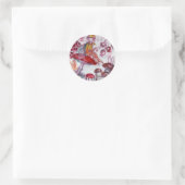 MAGIC FOLLET OF MUSHROOMS Red White Floral Fantasy Ronde Sticker (Tas)