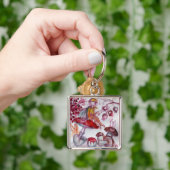 MAGIC FOLLET OF MUSHROOMS Red White Floral Fantasy Sleutelhanger (Hand)