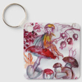 MAGIC FOLLET OF MUSHROOMS Red White Floral Fantasy Sleutelhanger (Voorkant)