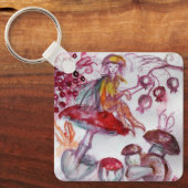 MAGIC FOLLET OF MUSHROOMS Red White Floral Fantasy Sleutelhanger (Voorkant)