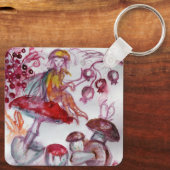 MAGIC FOLLET OF MUSHROOMS Red White Floral Fantasy Sleutelhanger (Achterkant)