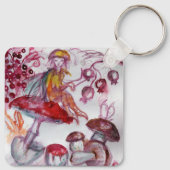 MAGIC FOLLET OF MUSHROOMS Red White Floral Fantasy Sleutelhanger (Achterkant)