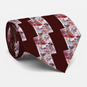 MAGIC FOLLET OF MUSHROOMS Red White Floral Fantasy Stropdas (Opgerold)