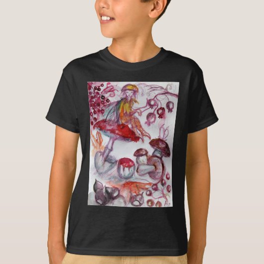 MAGIC FOLLET OF MUSHROOMS Red White Floral Fantasy T-shirt (Voorkant)