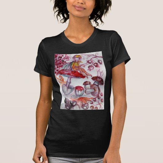 MAGIC FOLLET OF MUSHROOMS Red White Floral Fantasy T-shirt (Voorkant)