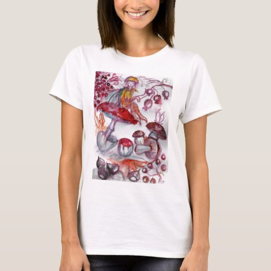 MAGIC FOLLET OF MUSHROOMS Red White Floral Fantasy T-shirt (Voorkant)