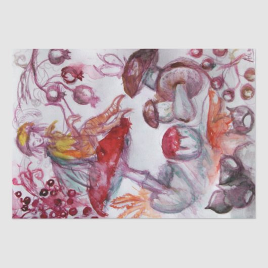 MAGIC FOLLET OF MUSHROOMS Red White Floral Fantasy Tissuepapier (Voorkant)