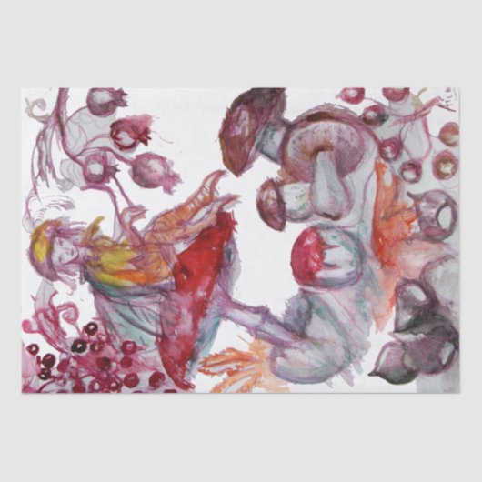 MAGIC FOLLET OF MUSHROOMS Red White Floral Fantasy Tissuepapier (Voorkant)