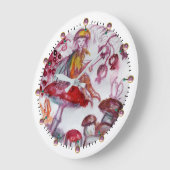 MAGIC FOLLET OF MUSHROOMS Whire Red Floral Fantasy Grote Klok (Hoek)