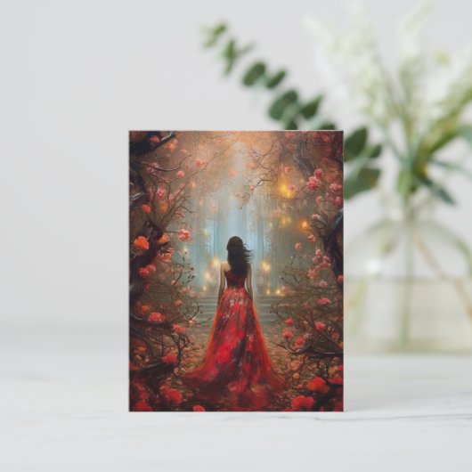 Magic Forest Meisje Fantasy Art Briefkaart (Staand voorkant)