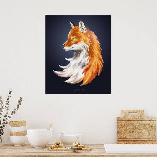 Magic Fox Navy Art Poster (Keuken)