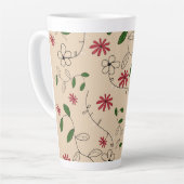 Magic Garden Flower Pattern Latte Mok (Linkerhoek)