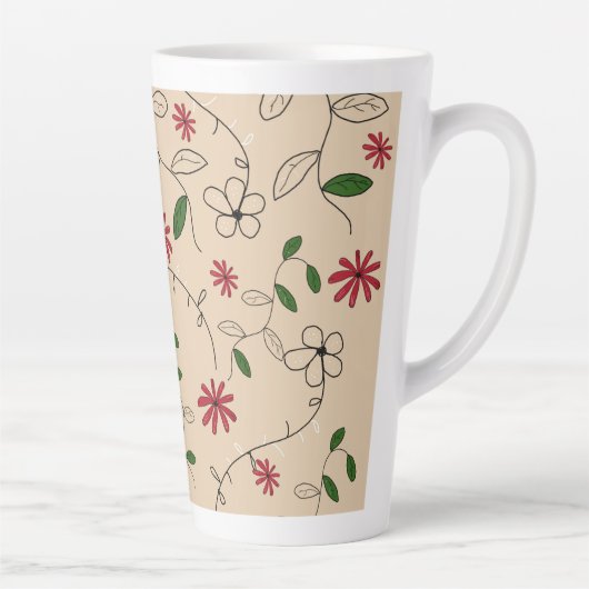 Magic Garden Flower Pattern Latte Mok (Rechts)