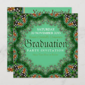 Magic Garden Green Lace Graduation Invitations Kaart (Voorkant / Achterkant)
