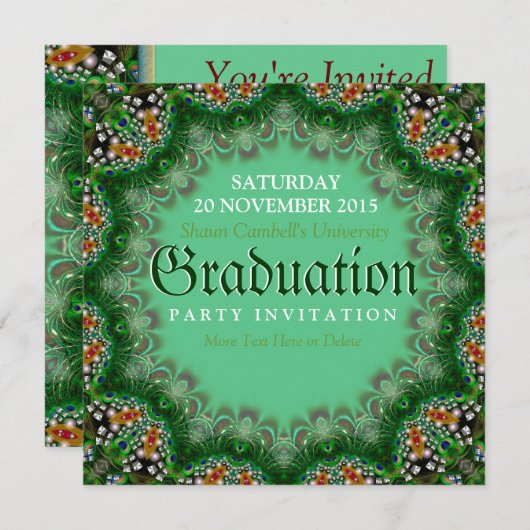Magic Garden Green Lace Graduation Invitations Kaart (Voorkant / Achterkant)