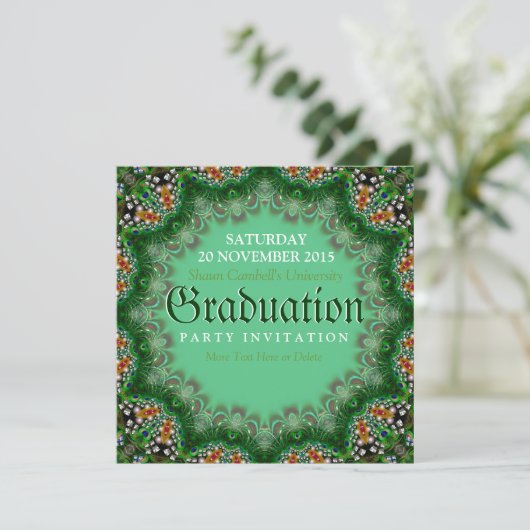 Magic Garden Green Lace Graduation Invitations Kaart (Staand voorkant)