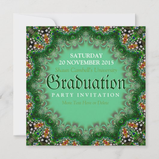 Magic Garden Green Lace Graduation Invitations Kaart (Voorkant)