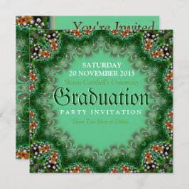 Magic Garden Green Lace Graduation Invitations Kaart