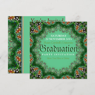 Magic Garden Green Lace Graduation Invitations Kaart
