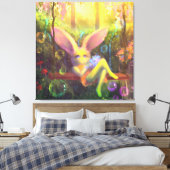 Magic Garden Kleurrijke Stretched Canvas Print (Insitu (Slaapkamer))