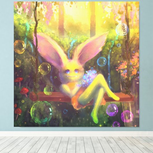 Magic Garden Kleurrijke Stretched Canvas Print (Insitu (Houten vloer))