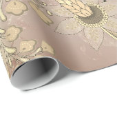 Magic Garden Lions Floral Roos Gold Oriental Cadeaupapier (Rol Hoek)