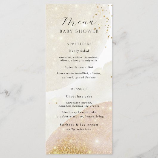 Magic Glitter Abstract Modern Baby shower Menu (Voorkant)