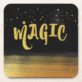 *~* MAGIC Gold & Black Chic Magical Good Vibes Kartonnen Onderzetters