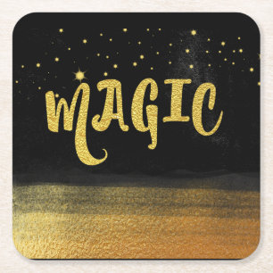 *~* MAGIC Gold & Black Chic Magical Good Vibes Kartonnen Onderzetters