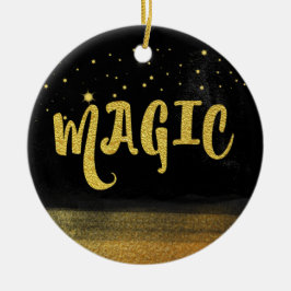 *~* MAGIC Gold & Black Chic Magical Good Vibes Keramisch Ornament