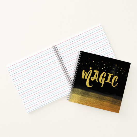 *~* MAGIC Gold & Black Chic Magical Good Vibes Notitieboek (Binnen)
